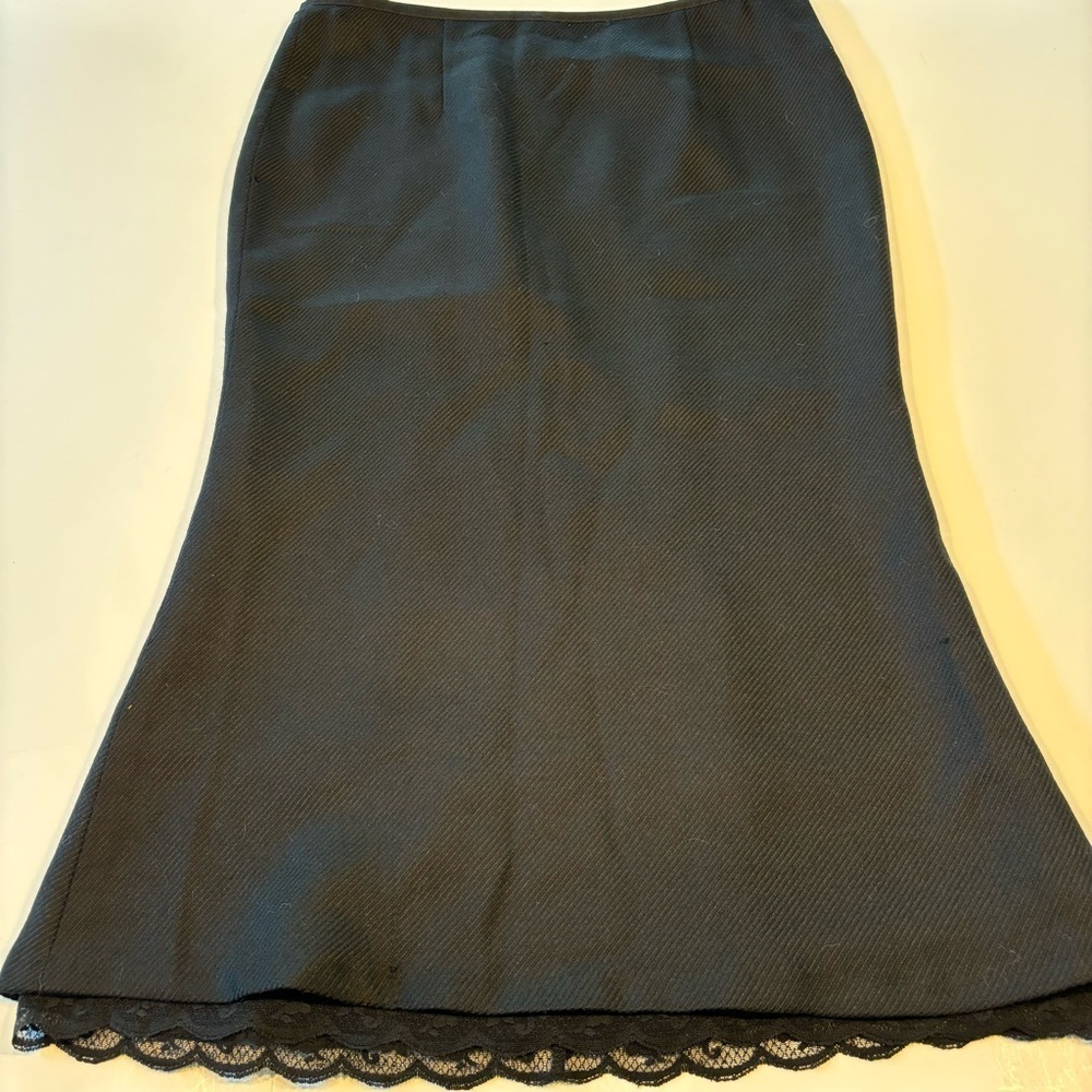 Express Skirt Knee Length Lined Slit 100% Wool Size 7/8